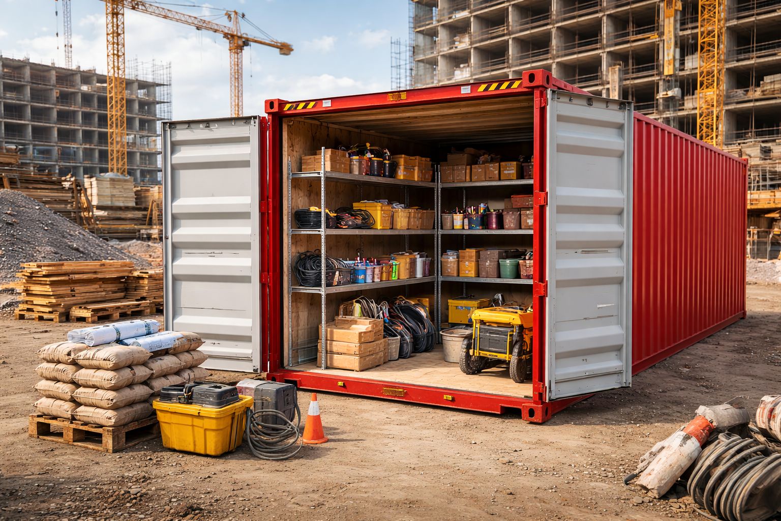 Container aberto com equipamentos